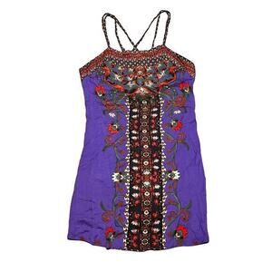 ECOTE Anthropologie Purple bohemian India print sleeveless strappy top size S